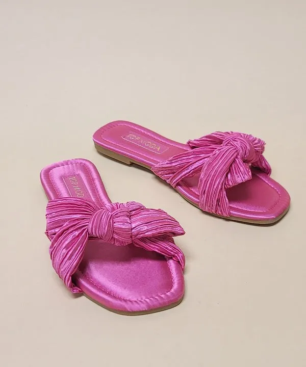 Pink Sandals with Bow Detail Open Toe Women's Shoes