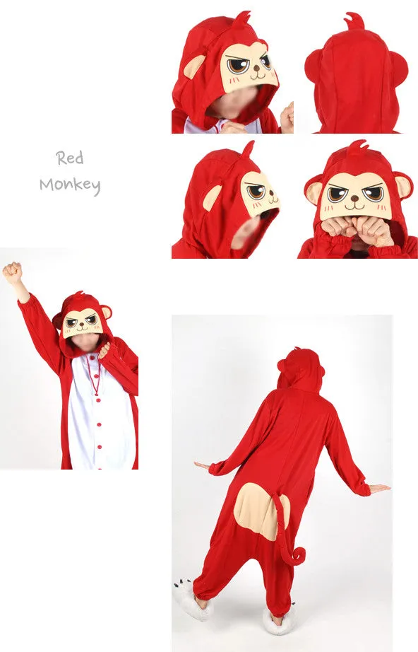 PITaPATs onesie animal jumpsuit costume - long sleeve red monkey