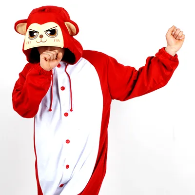 PITaPATs onesie animal jumpsuit costume - long sleeve red monkey