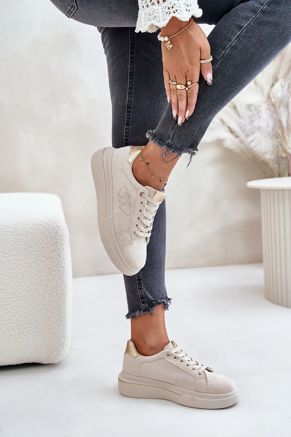 Platform Sneakers Beige