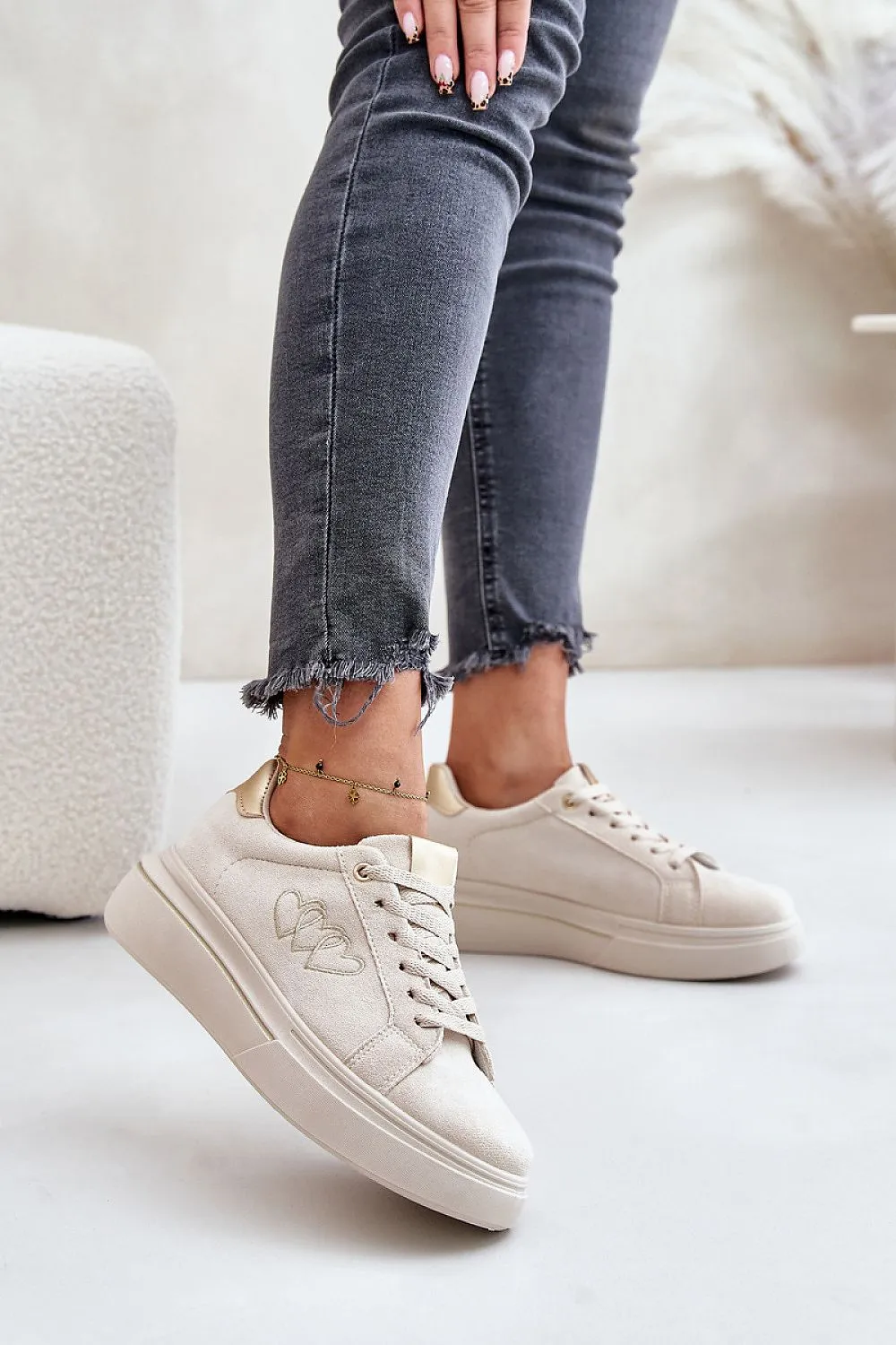 Platform Sneakers Beige