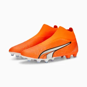 Puma Ultra Match  Lace Less FG/AG Soccer Cleats 107243 01  ULTRA ORANGE-PUMA WHITE-BLUE GLIMMER