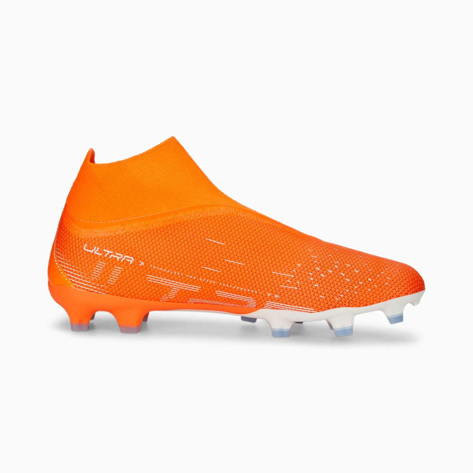 Puma Ultra Match  Lace Less FG/AG Soccer Cleats 107243 01  ULTRA ORANGE-PUMA WHITE-BLUE GLIMMER