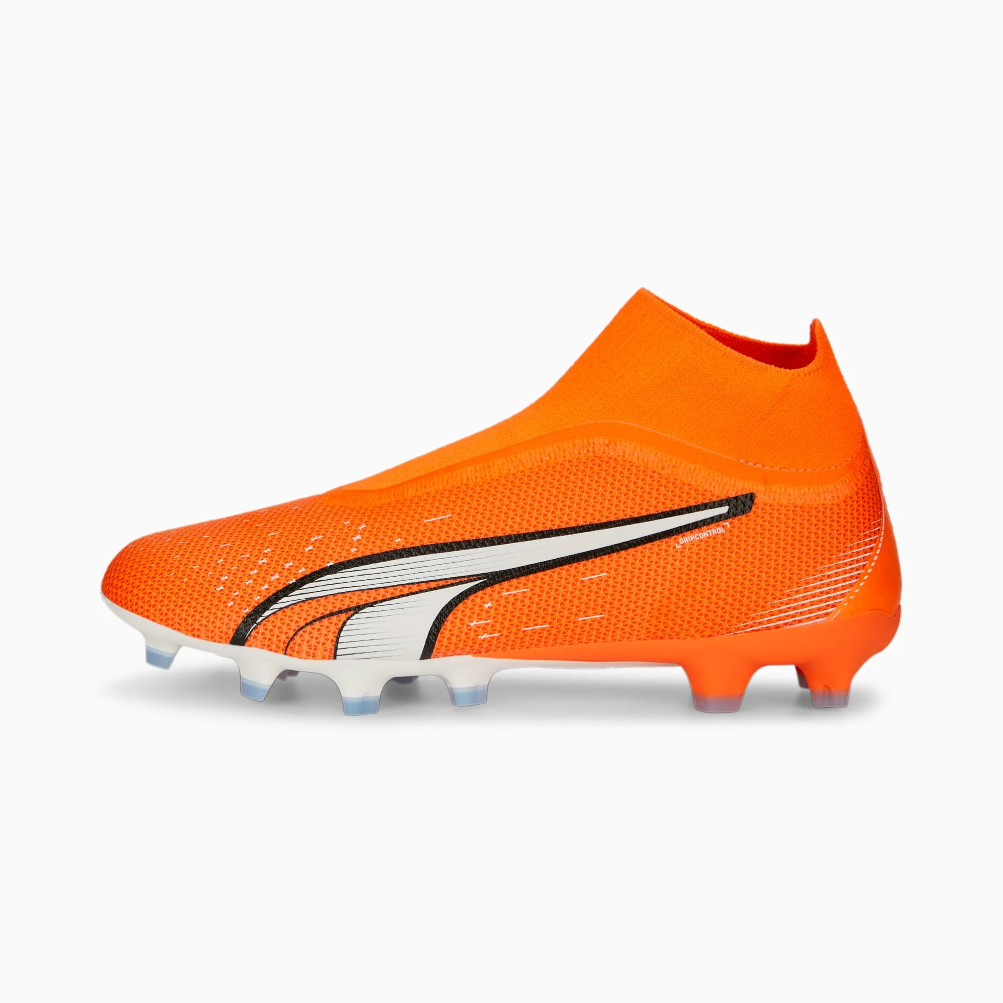 Puma Ultra Match  Lace Less FG/AG Soccer Cleats 107243 01  ULTRA ORANGE-PUMA WHITE-BLUE GLIMMER