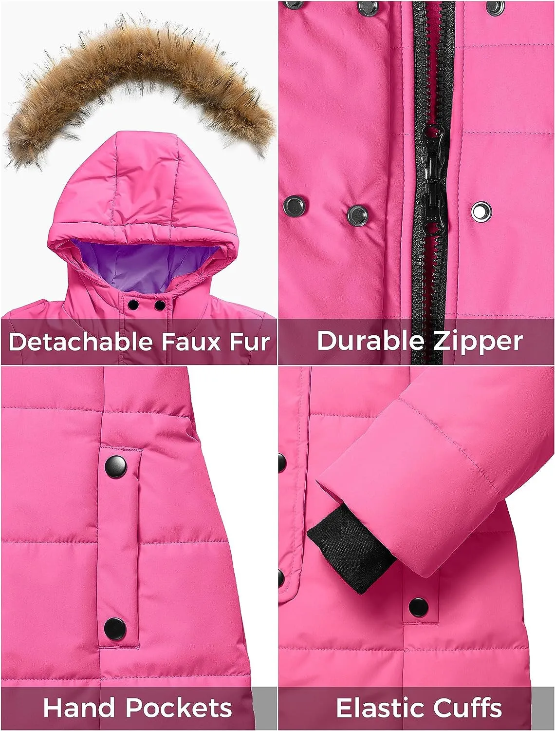 "Stay Cozy and Stylish with our Girls' Warm and Water Resistant Long Winter Coat Parka Puffer Jacket"