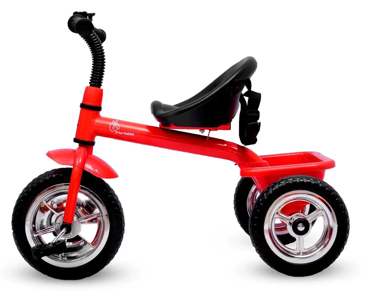 R for Rabbit Tiny Toes Tricycle for Kids of 1.5 to 5 Years with Storage Basket, Bell and Seat Belt (Red)