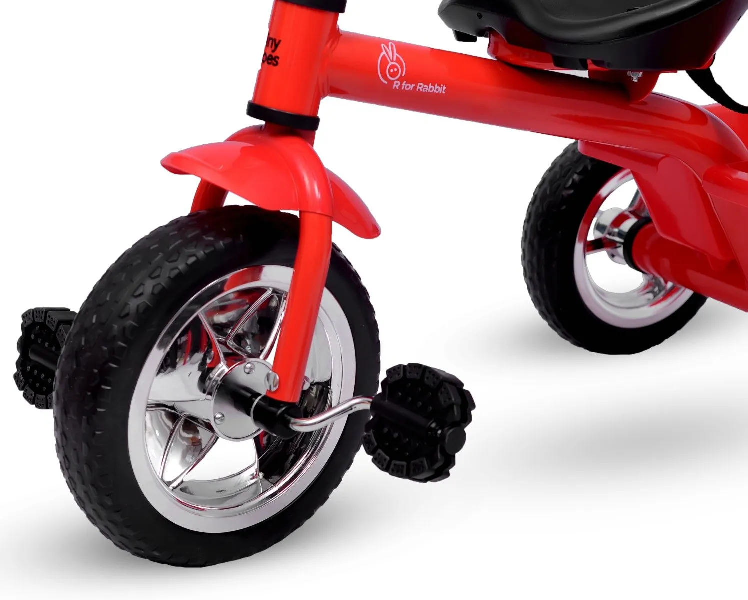 R for Rabbit Tiny Toes Tricycle for Kids of 1.5 to 5 Years with Storage Basket, Bell and Seat Belt (Red)