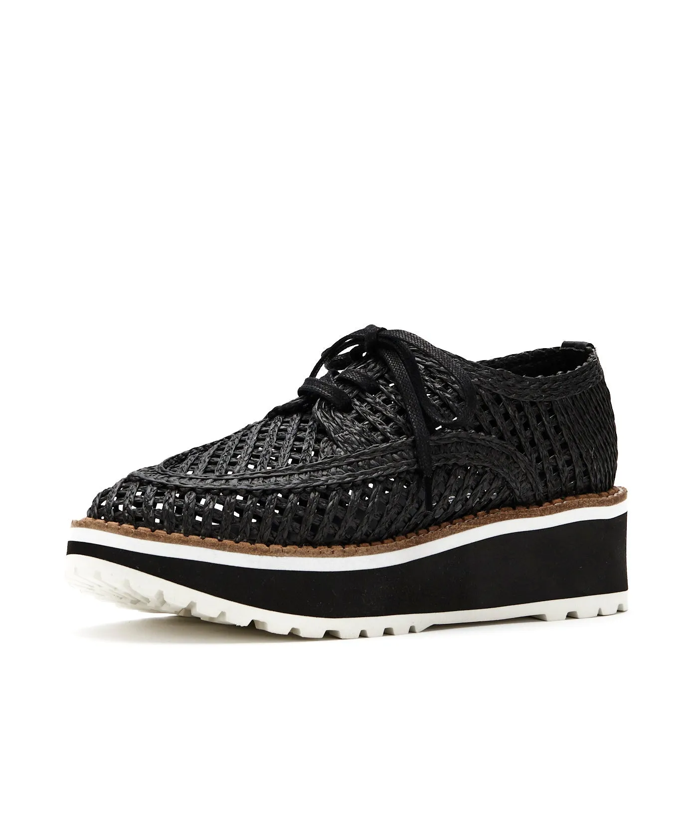 Raffia Platform Sneakers - Black