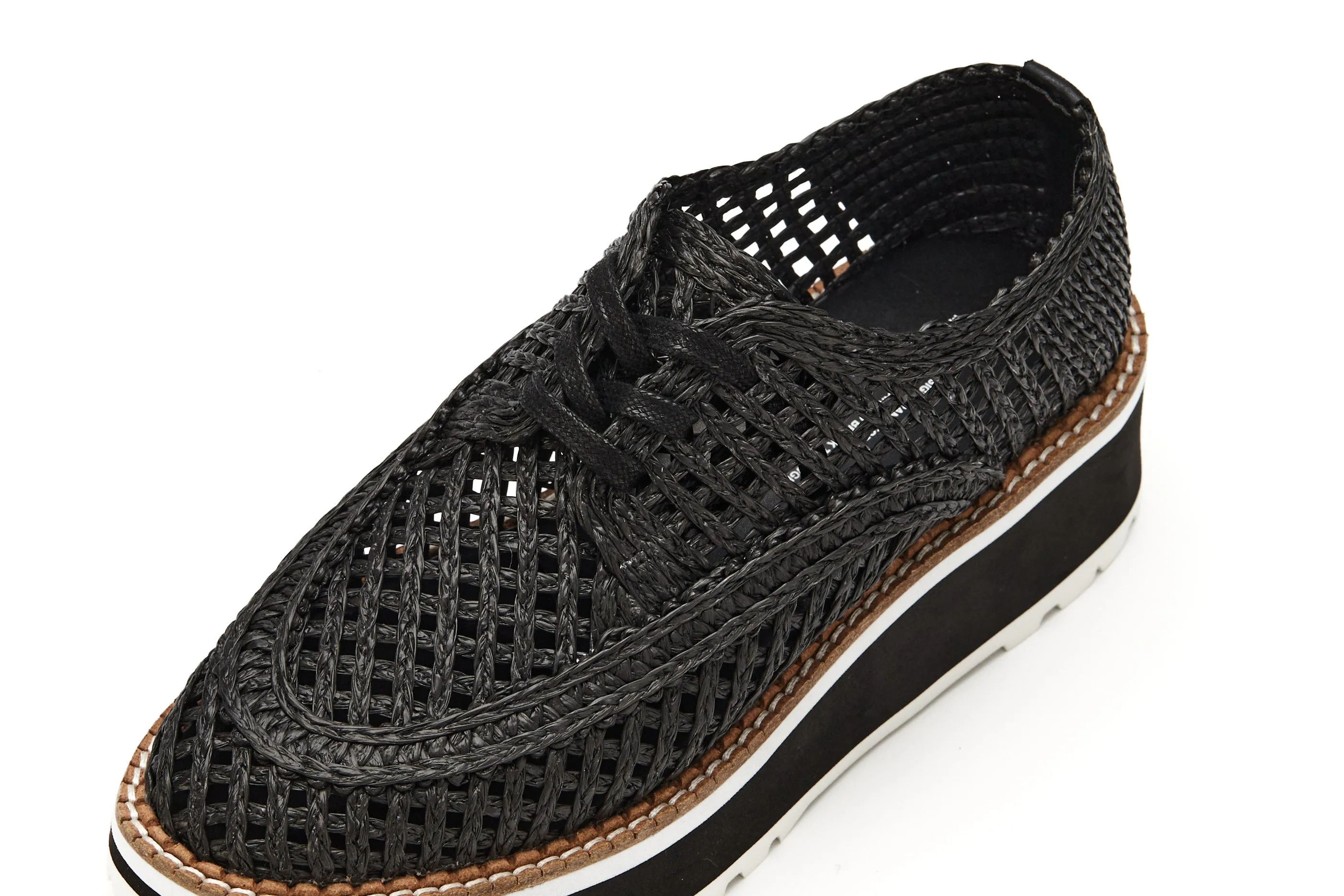 Raffia Platform Sneakers - Black