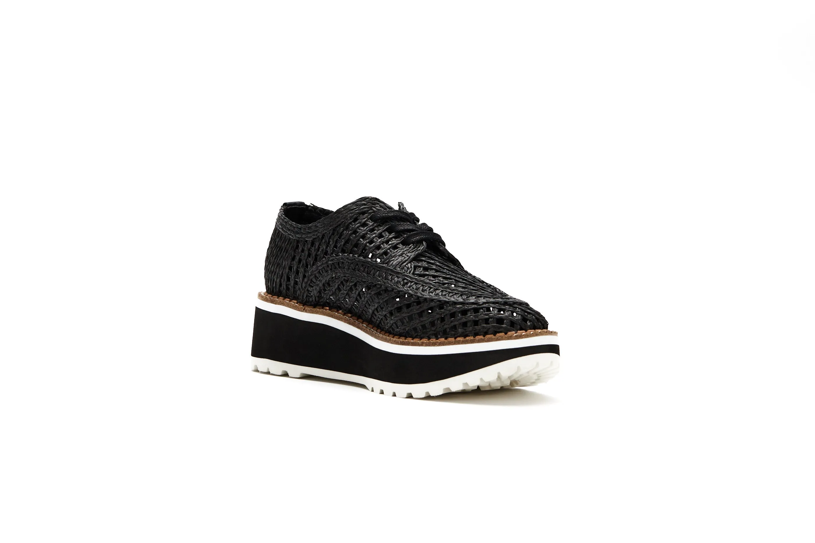 Raffia Platform Sneakers - Black