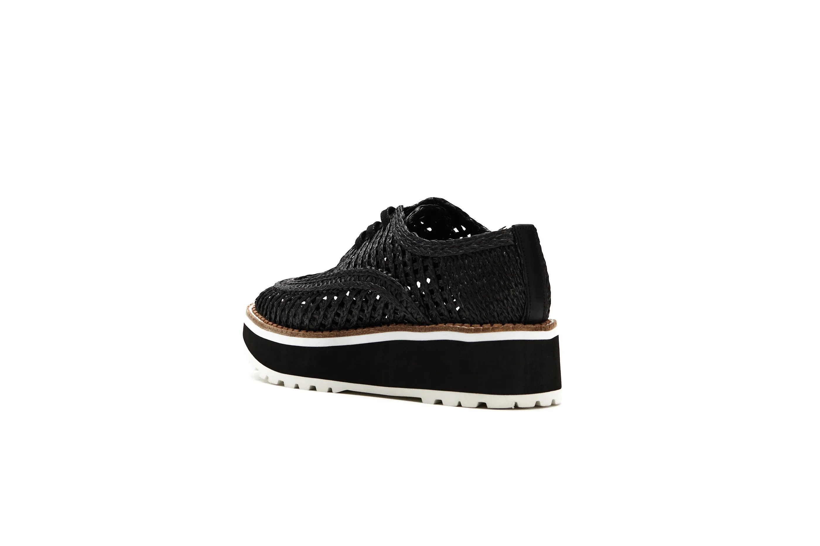 Raffia Platform Sneakers - Black