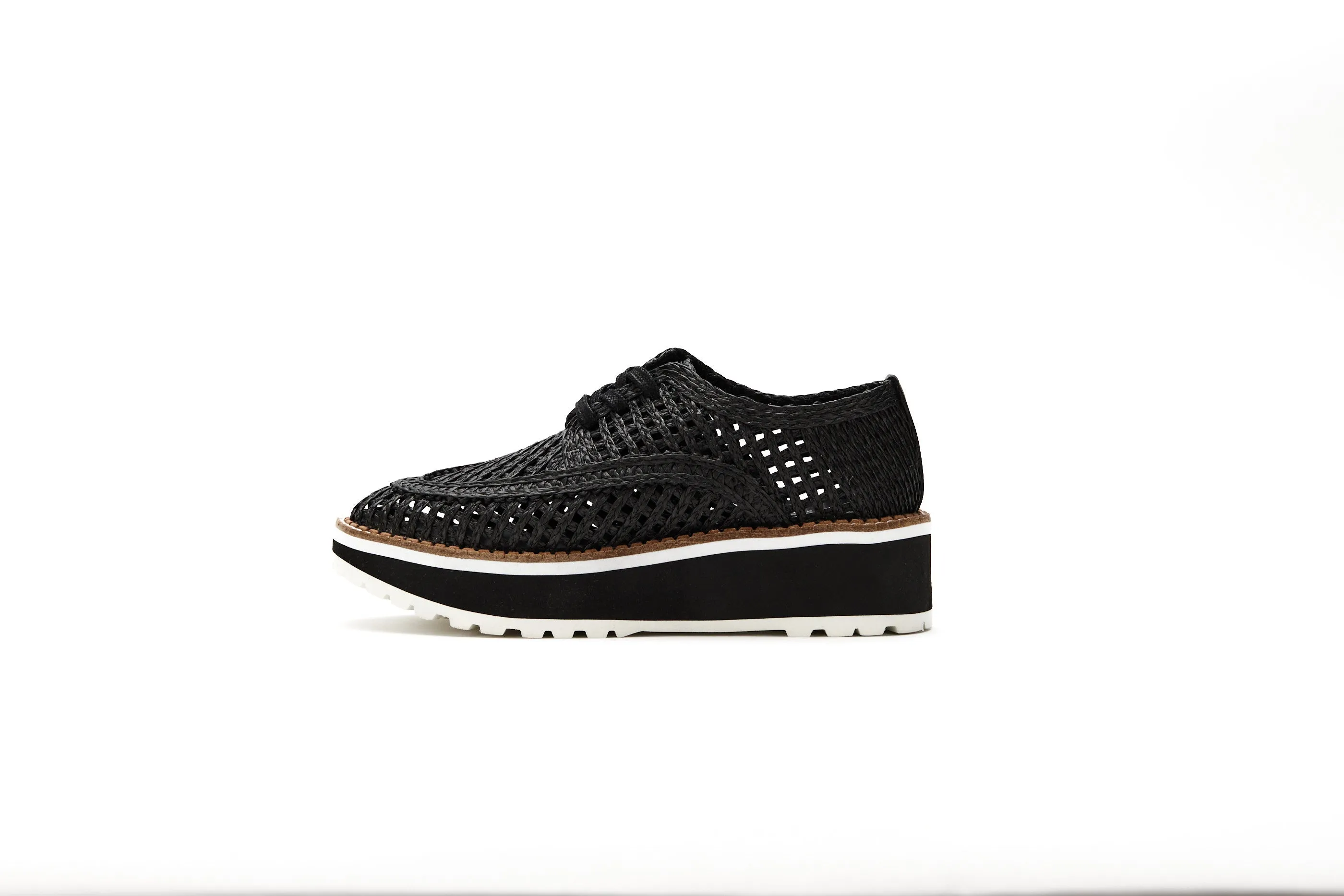 Raffia Platform Sneakers - Black