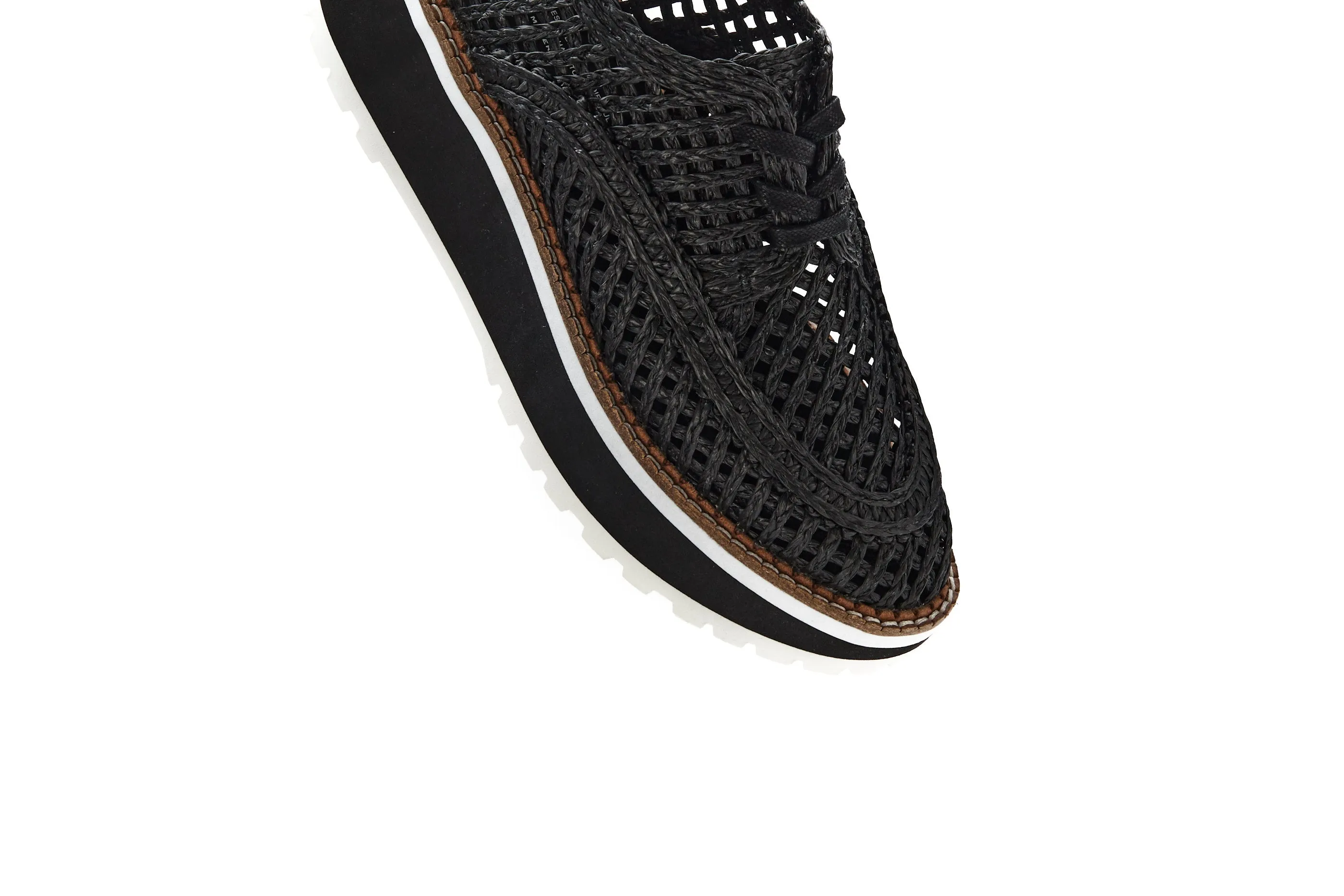 Raffia Platform Sneakers - Black