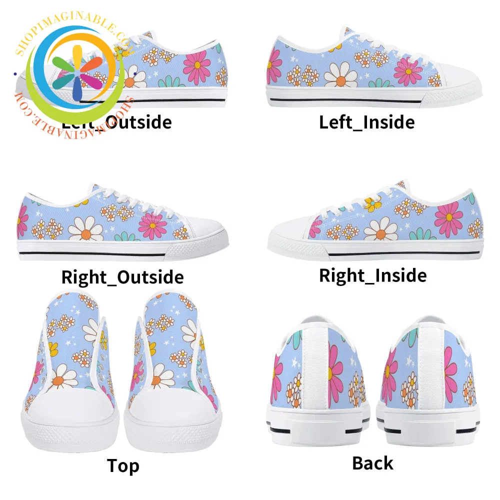 Retro 80's Floral Ladies Low Top Canvas Shoes