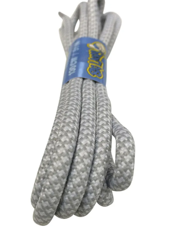 Rope Style Round White Grey Laces - 5mm wide