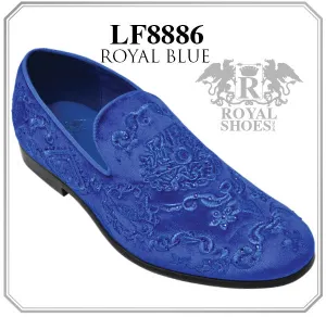 Royal Shoes Royal Blue Velvet Embroider Spike Shoe 8886