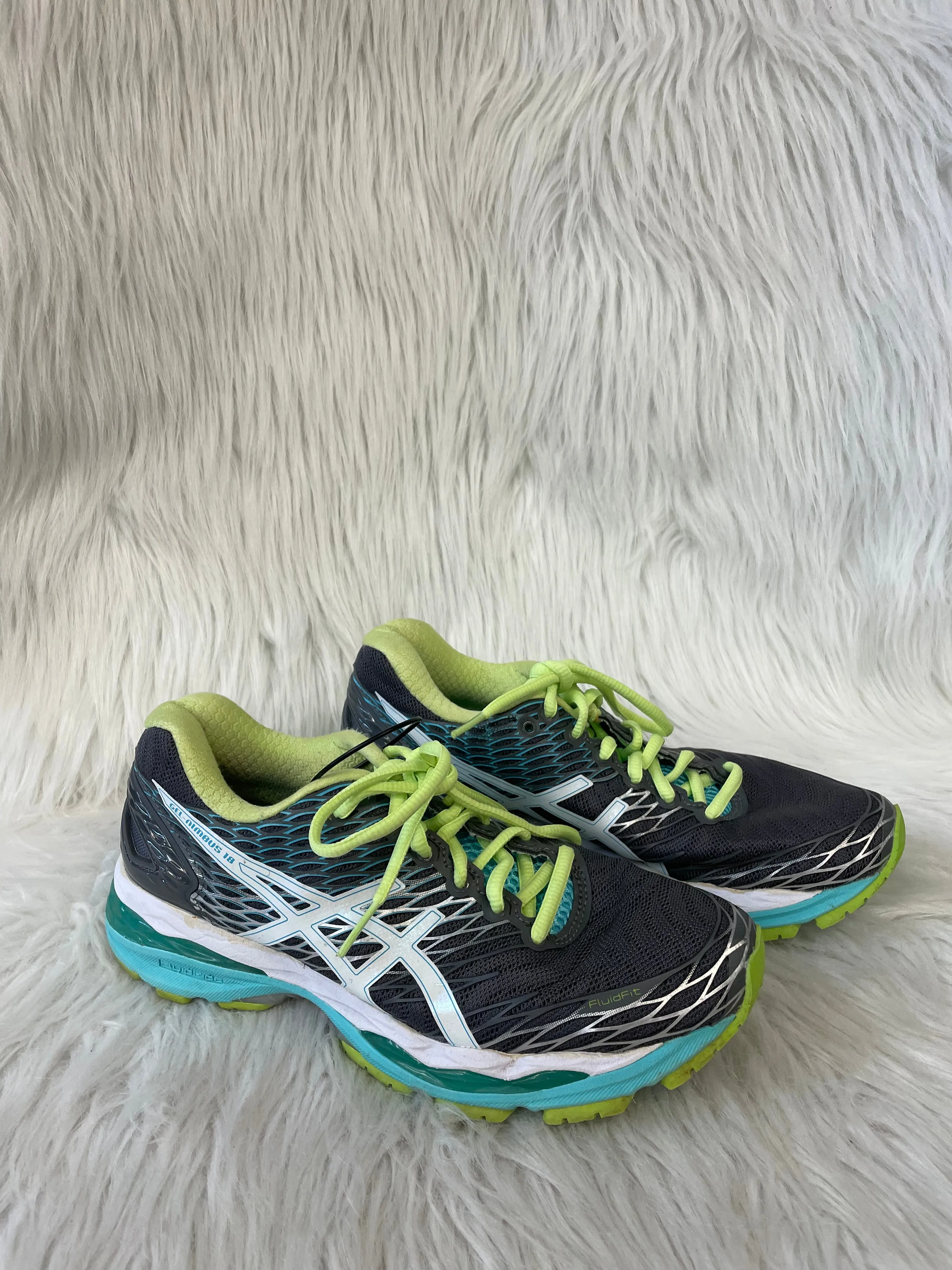 Shoes Athletic By Asics In Green & Grey, Size: 6.5