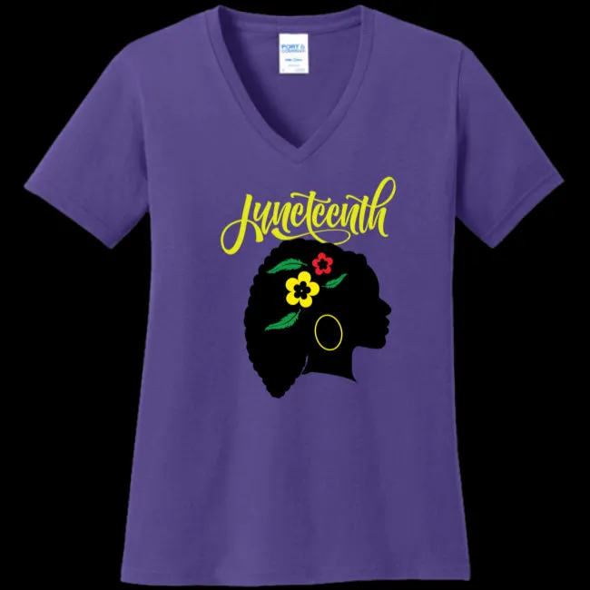 Silhouette of Life Women's Juneteenth V-Neck T-shirt - Ships from The US