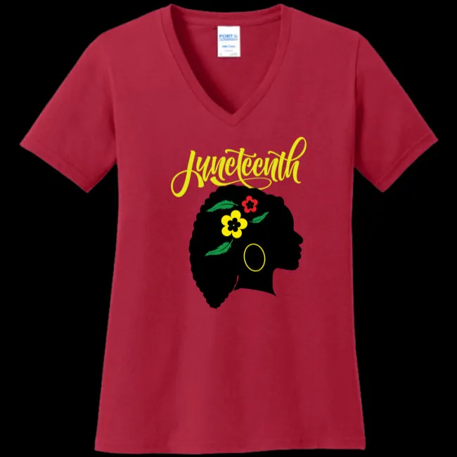 Silhouette of Life Women's Juneteenth V-Neck T-shirt - Ships from The US