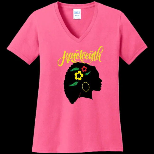 Silhouette of Life Women's Juneteenth V-Neck T-shirt - Ships from The US