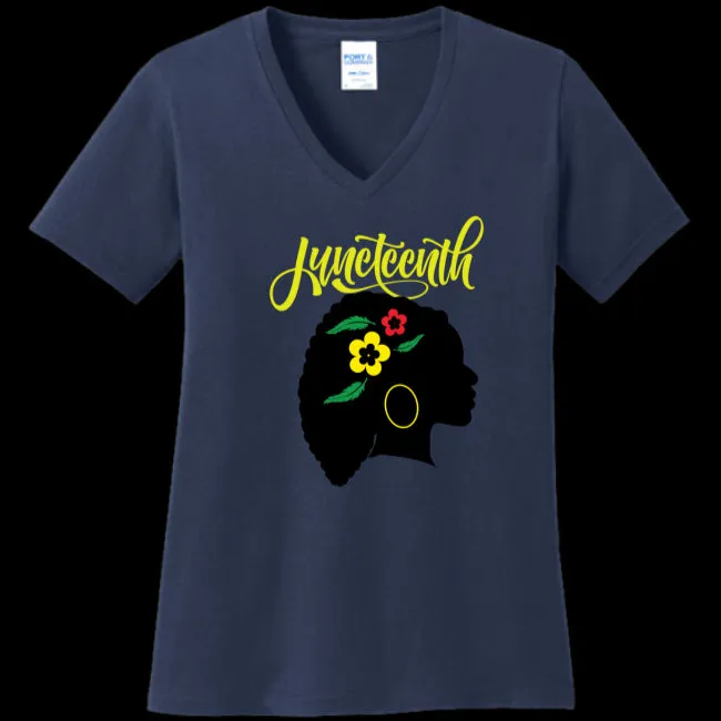 Silhouette of Life Women's Juneteenth V-Neck T-shirt - Ships from The US