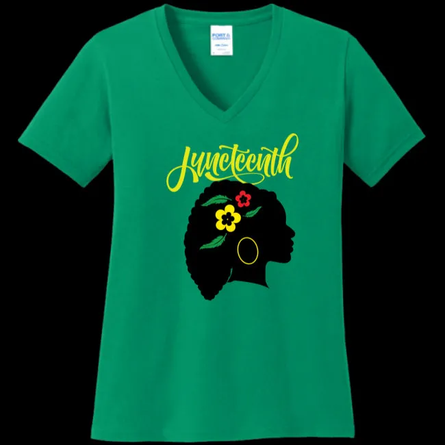 Silhouette of Life Women's Juneteenth V-Neck T-shirt - Ships from The US