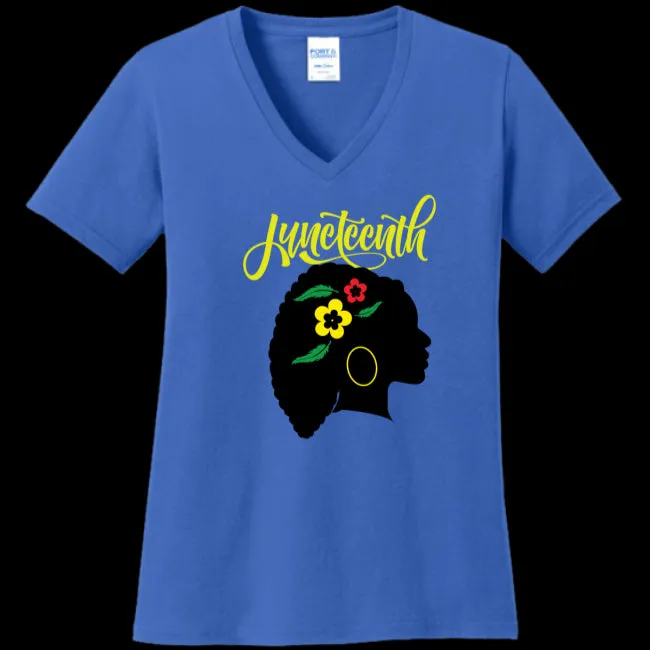 Silhouette of Life Women's Juneteenth V-Neck T-shirt - Ships from The US