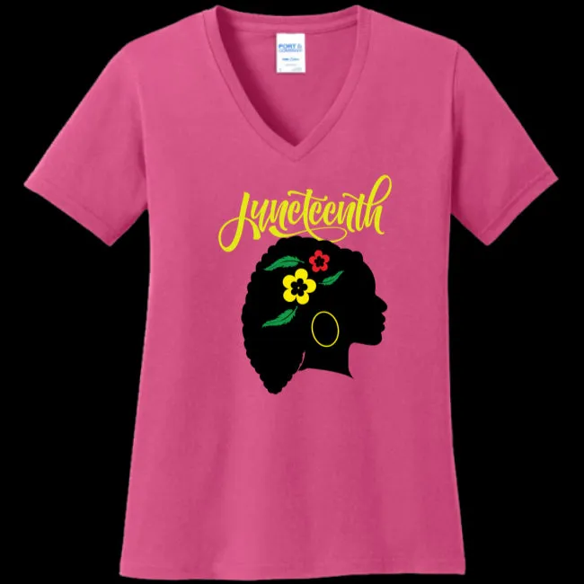 Silhouette of Life Women's Juneteenth V-Neck T-shirt - Ships from The US