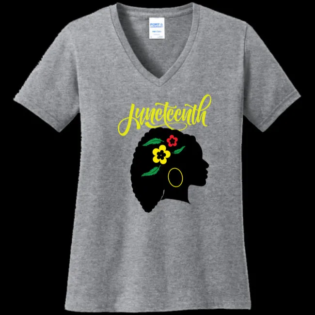 Silhouette of Life Women's Juneteenth V-Neck T-shirt - Ships from The US