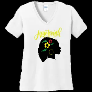 Silhouette of Life Women's Juneteenth V-Neck T-shirt - Ships from The US