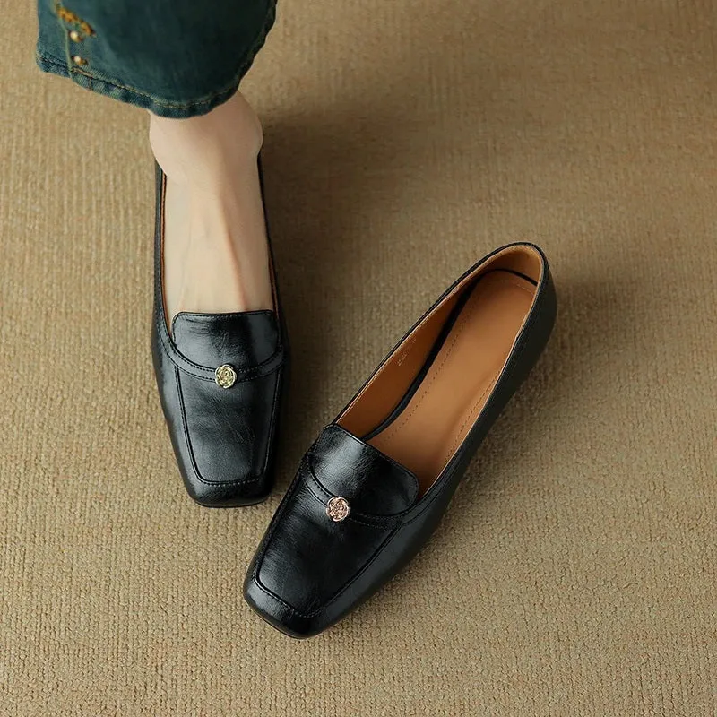 Simple and Casual Genuine Leather Shoes for Women