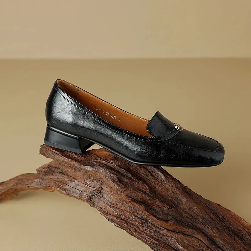 Simple and Casual Genuine Leather Shoes for Women