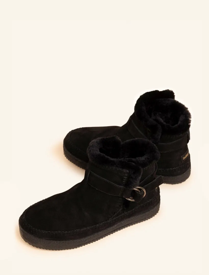 Sion Crochet Buckle Ankle Boot Black Suede