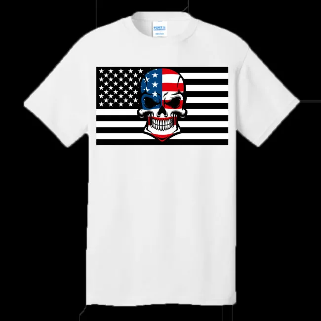 Skull Flag Men's Cotton Crew Neck Tee - Ships from The US