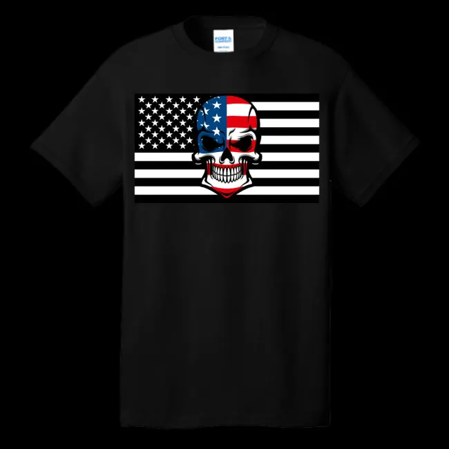 Skull Flag Men's Cotton Crew Neck Tee - Ships from The US