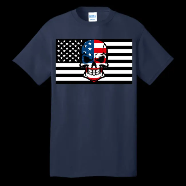 Skull Flag Men's Cotton Crew Neck Tee - Ships from The US