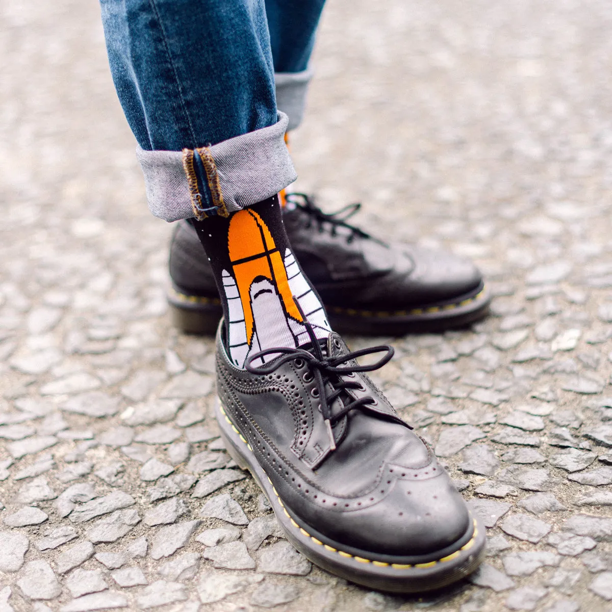 Space Launch Printed Crew Length Socks