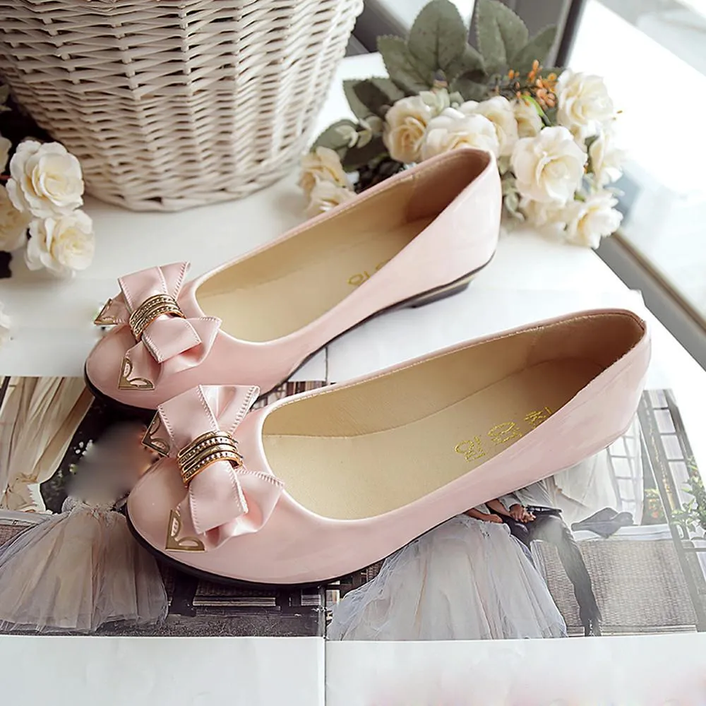 Spring Autumn Toe Flat Heel Bow Tie Shoes Women Fashion Women's Flat Shoes