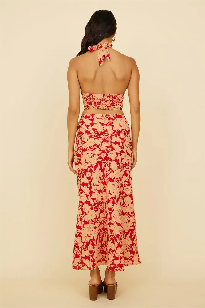 Starlight Fever Maxi Skirt Red