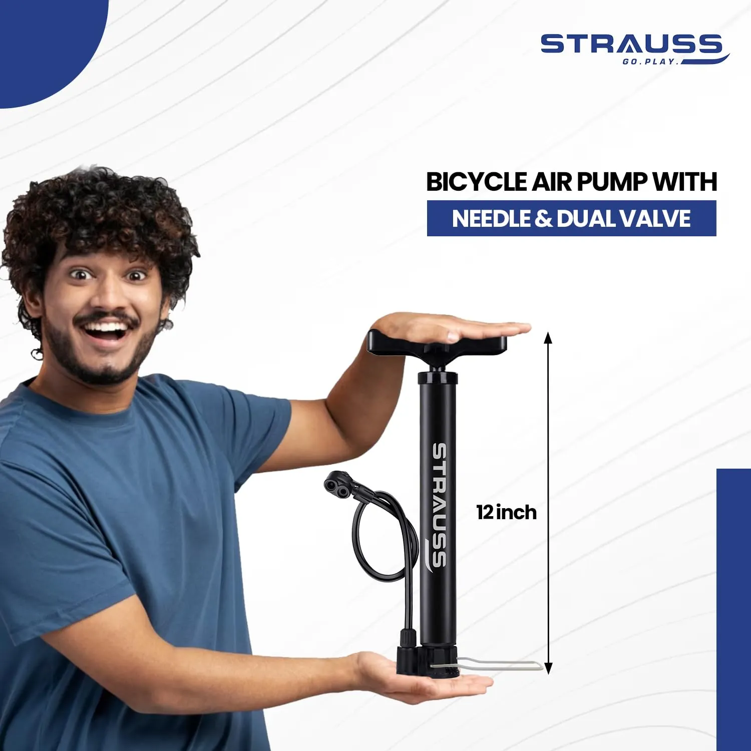 Strauss Bicycle Air Pump (Pack of 2 - Black)