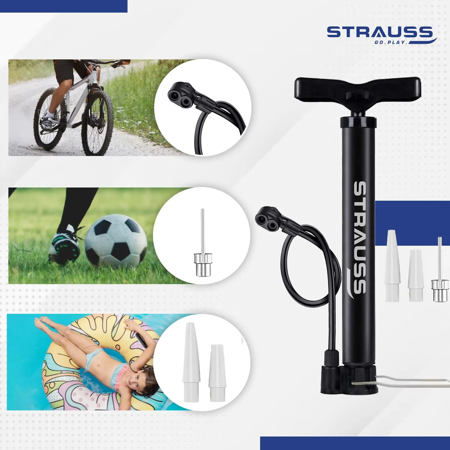 Strauss Bicycle Air Pump (Pack of 2 - Black)