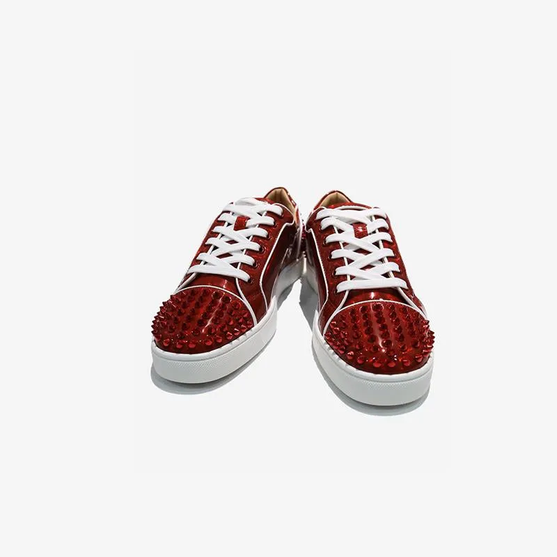 Striking Red Studded Sneakers