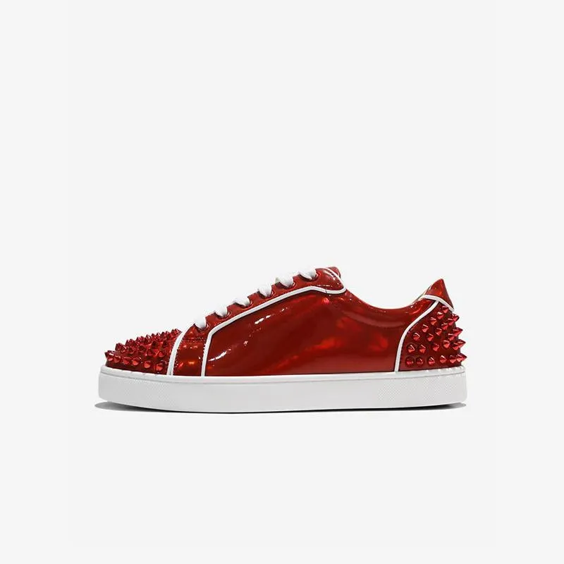 Striking Red Studded Sneakers