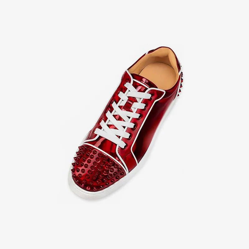 Striking Red Studded Sneakers