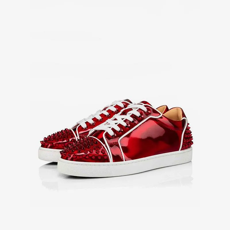 Striking Red Studded Sneakers