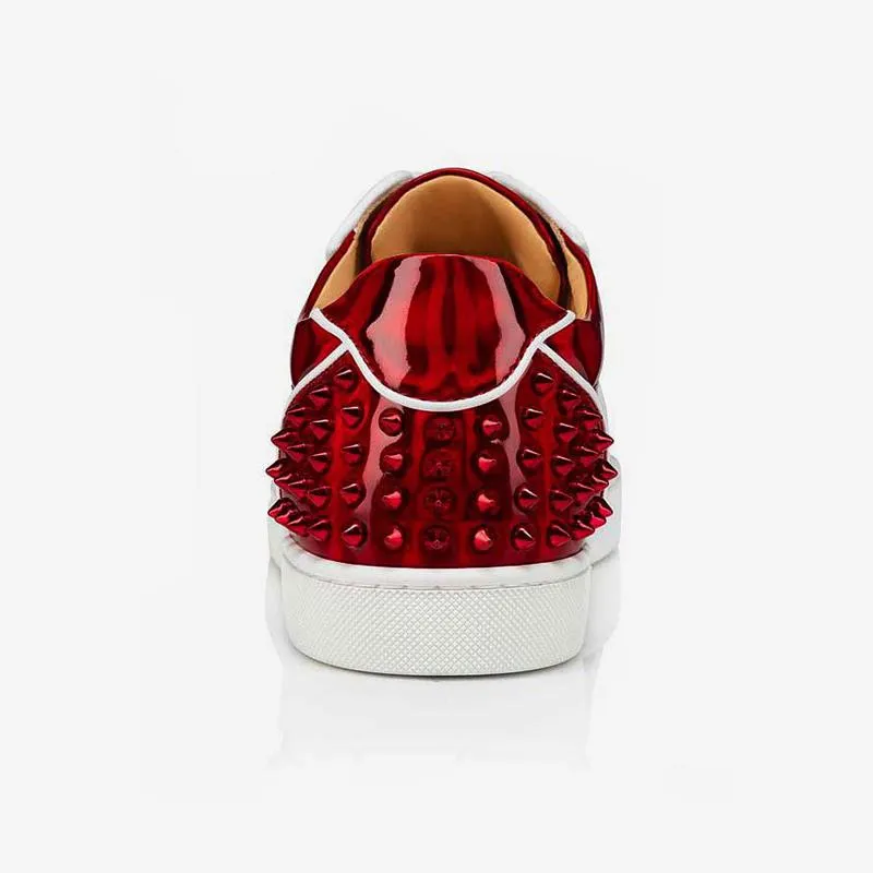 Striking Red Studded Sneakers