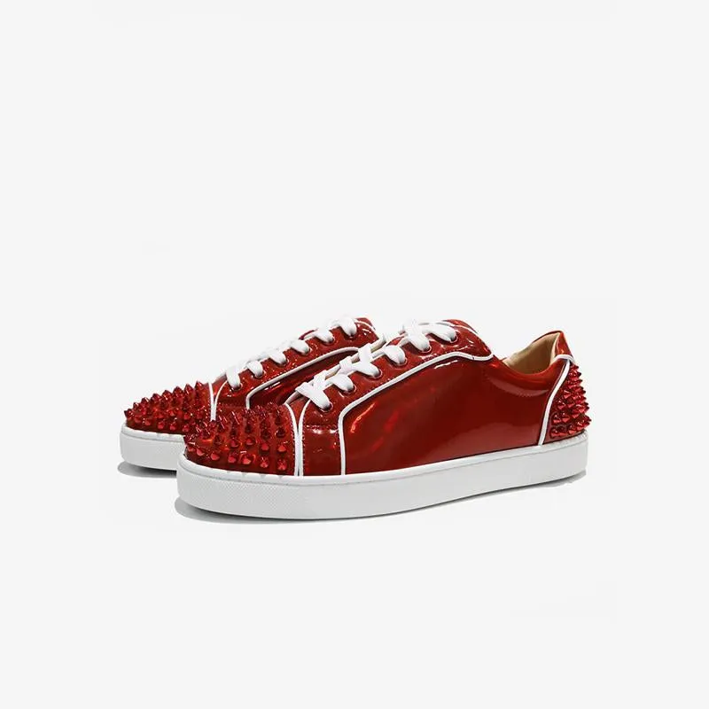 Striking Red Studded Sneakers