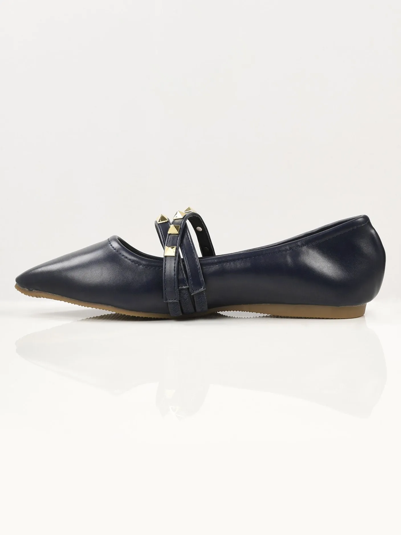 Studded Strap Shoes - Navy Blue