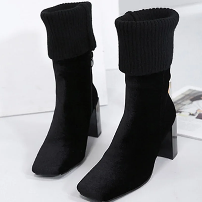 Stunning Velvet Heel Hight Women's Winter Boots