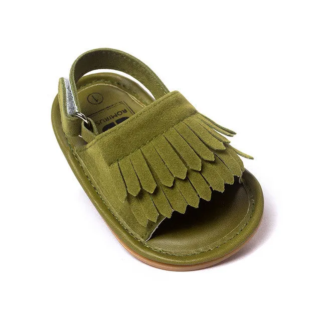 stylish pu leather tassel baby moccasins tassel girls baby shoes Scarpe Neonata hook and loop outdoor shoes hard rubber bottom